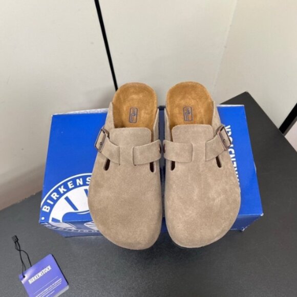 NWT Birkenstock Boston taupe suede mule clogs - Picture 2 of 9